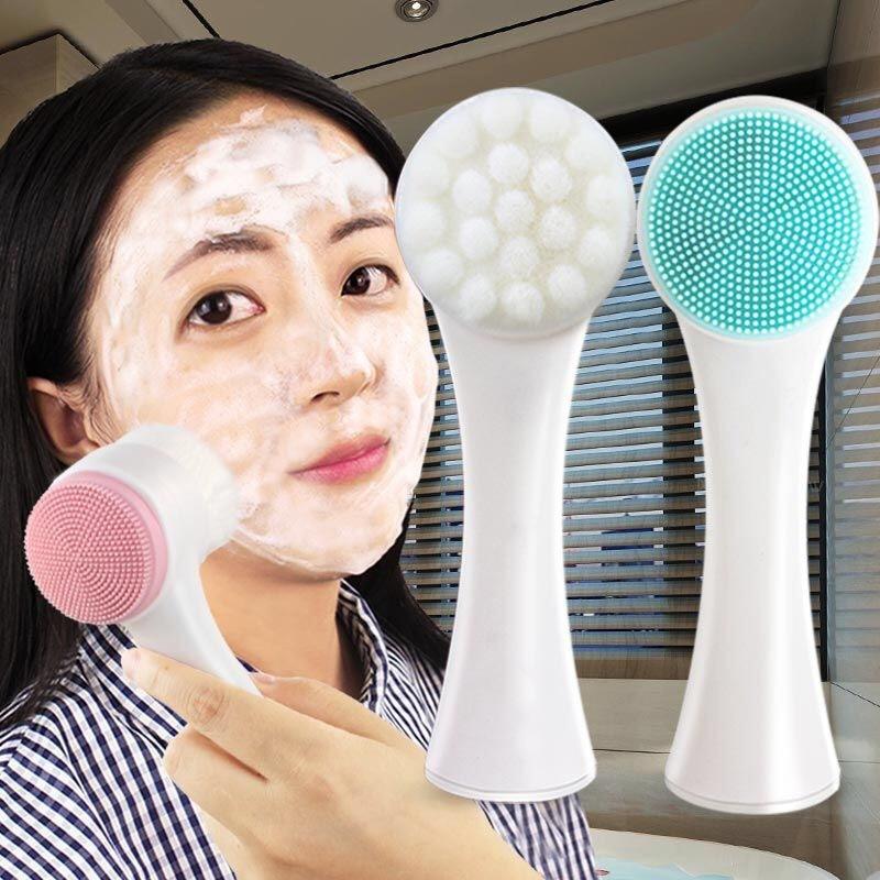 Escova de limpeza de rosto de silicone dupla face limpador facial remoção de cravo produto esfoliador de rosto - oferta utilidades